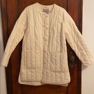 Cream Everlane quilted jacket